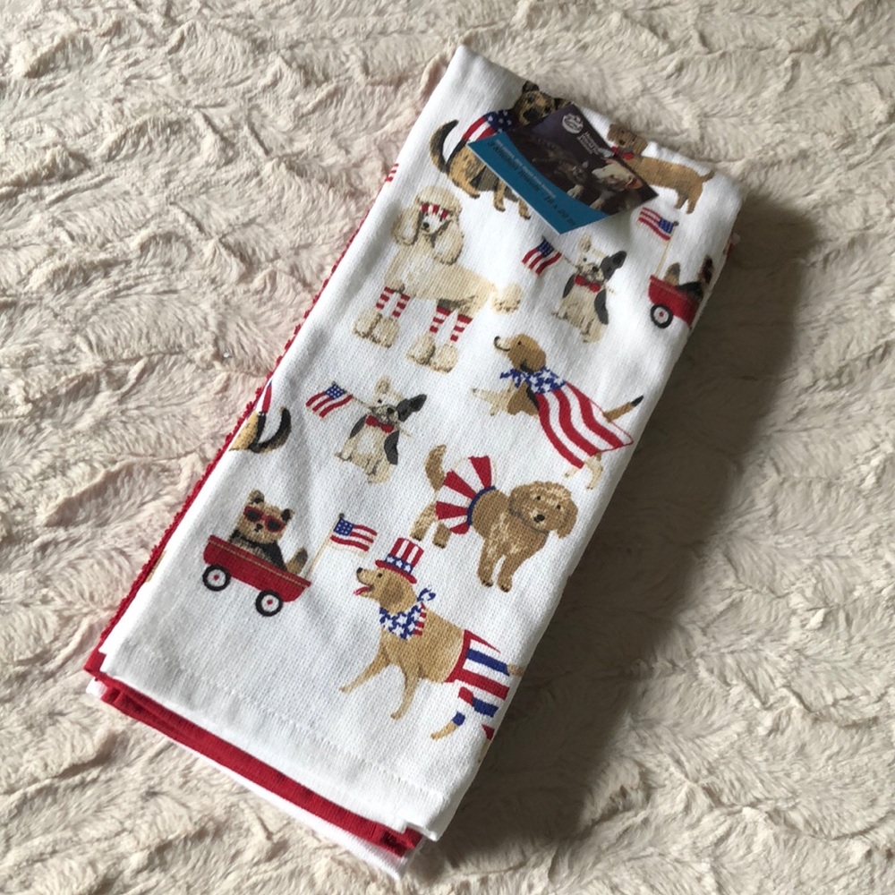 Patriotic Mixed Dog Breed Kitchen Towels